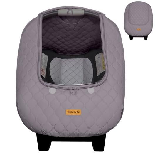 liuliuby Baby Car Seat Weather Shield | Warm Quilted Winter Cover with Clear Window for Infant Carseat | Keeps Babies & Newborn Protected in Cold | Car Seat Cover for Boys & Girls (Gray) - Image 1